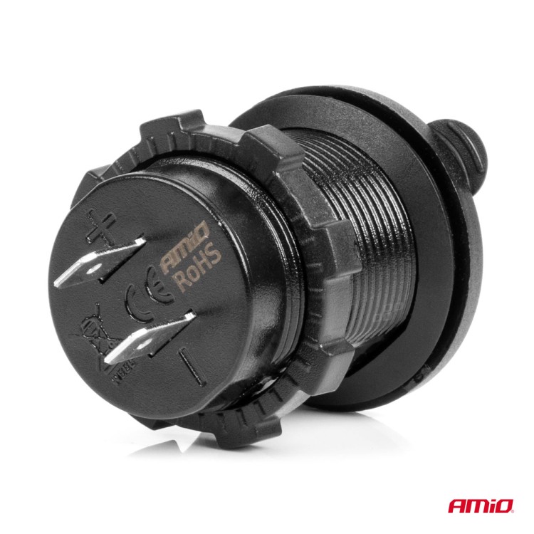 Amio - ΠΡΙΖΑ ΜΕ 2 ΘΥΡΕΣ USB ΚΑΙ ΚΑΠΑΚΙ ΜΑΥΡΗ 12/24V 3.1A ΑΔΙΑΒΡΟΧΗ ΜΕ ΜΠΛΕ LED ΦΩΣ ΕΝΔΕΙΞΗΣ - 1 ΤΕΜ. (04216/AM) Amio - ΠΡΙΖΑ ΜΕ 2 ΘΥΡΕΣ USB ΚΑΙ ΚΑΠΑΚΙ ΜΑΥΡΗ 12/24V 3.1A ΑΔΙΑΒΡΟΧΗ ΜΕ ΜΠΛΕ LED ΦΩΣ ΕΝΔΕΙΞΗΣ - 1 ΤΕΜ. (04216/AM)