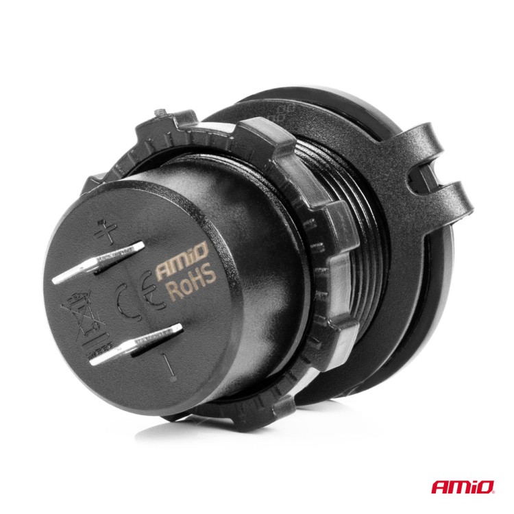 Amio - ΠΡΙΖΑ ΜΕ 2 ΘΥΡΕΣ USB ΚΑΙ ΚΑΠΑΚΙ 12/24V QUICK CHARGE 3.0 ΑΔΙΑΒΡΟΧΗ ΜΕ ΜΠΛΕ LED ΦΩΣ ΜΑΥΡΗ - 1 ΤΕΜ. (04218/AM) Amio - ΠΡΙΖΑ ΜΕ 2 ΘΥΡΕΣ USB ΚΑΙ ΚΑΠΑΚΙ 12/24V QUICK CHARGE 3.0 ΑΔΙΑΒΡΟΧΗ ΜΕ ΜΠΛΕ LED ΦΩΣ ΜΑΥΡΗ - 1 ΤΕΜ. (04218/AM)