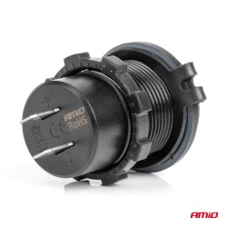 Amio - ΠΡΙΖΑ ΜΕ 2 ΘΥΡΕΣ USB ΚΑΙ ΚΑΠΑΚΙ 12/24V QUICK CHARGE 3.0 ΑΔΙΑΒΡΟΧΗ ΜΕ ΚΟΚΚΙΝΟ LED ΦΩΣ ΜΑΥΡΗ - 1 τεμ. (04221/AM)