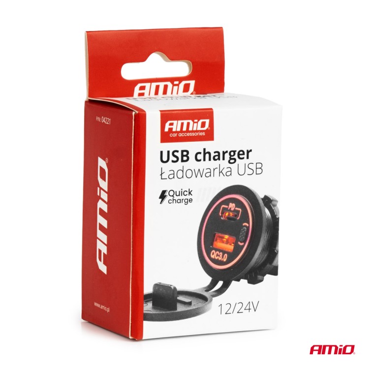 Amio - ΠΡΙΖΑ ΜΕ 2 ΘΥΡΕΣ USB ΚΑΙ ΚΑΠΑΚΙ 12/24V QUICK CHARGE 3.0 ΑΔΙΑΒΡΟΧΗ ΜΕ ΚΟΚΚΙΝΟ LED ΦΩΣ ΜΑΥΡΗ - 1 τεμ. (04221/AM) Amio - ΠΡΙΖΑ ΜΕ 2 ΘΥΡΕΣ USB ΚΑΙ ΚΑΠΑΚΙ 12/24V QUICK CHARGE 3.0 ΑΔΙΑΒΡΟΧΗ ΜΕ ΚΟΚΚΙΝΟ LED ΦΩΣ ΜΑΥΡΗ - 1 τεμ. (04221/AM)