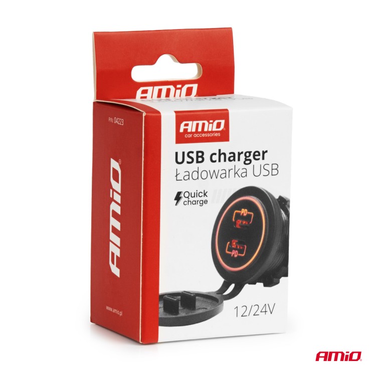 Amio - ΠΡΙΖΑ ΜΕ 2 ΘΥΡΕΣ USB-C ΚΑΙ ΚΑΠΑΚΙ 12/24V ΑΔΙΑΒΡΟΧΗ ΜΕ ΚΟΚΚΙΝΟ LED ΦΩΣ ΜΑΥΡΗ - 1 τεμ. (04223/AM) Amio - ΠΡΙΖΑ ΜΕ 2 ΘΥΡΕΣ USB-C ΚΑΙ ΚΑΠΑΚΙ 12/24V ΑΔΙΑΒΡΟΧΗ ΜΕ ΚΟΚΚΙΝΟ LED ΦΩΣ ΜΑΥΡΗ - 1 τεμ. (04223/AM)