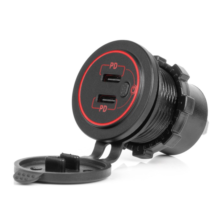 Amio - ΠΡΙΖΑ ΜΕ 2 ΘΥΡΕΣ USB-C ΜΕ ΔΙΑΚΟΠΤΗ ΚΑΙ ΚΑΠΑΚΙ 12/24V ΑΔΙΑΒΡΟΧΗ ΜΕ ΚΟΚΚΙΝΟ LED ΦΩΣ ΜΑΥΡΗ - 1 Τεμ. (04224/AM) Amio - ΠΡΙΖΑ ΜΕ 2 ΘΥΡΕΣ USB-C ΜΕ ΔΙΑΚΟΠΤΗ ΚΑΙ ΚΑΠΑΚΙ 12/24V ΑΔΙΑΒΡΟΧΗ ΜΕ ΚΟΚΚΙΝΟ LED ΦΩΣ ΜΑΥΡΗ - 1 Τεμ. (04224/AM)