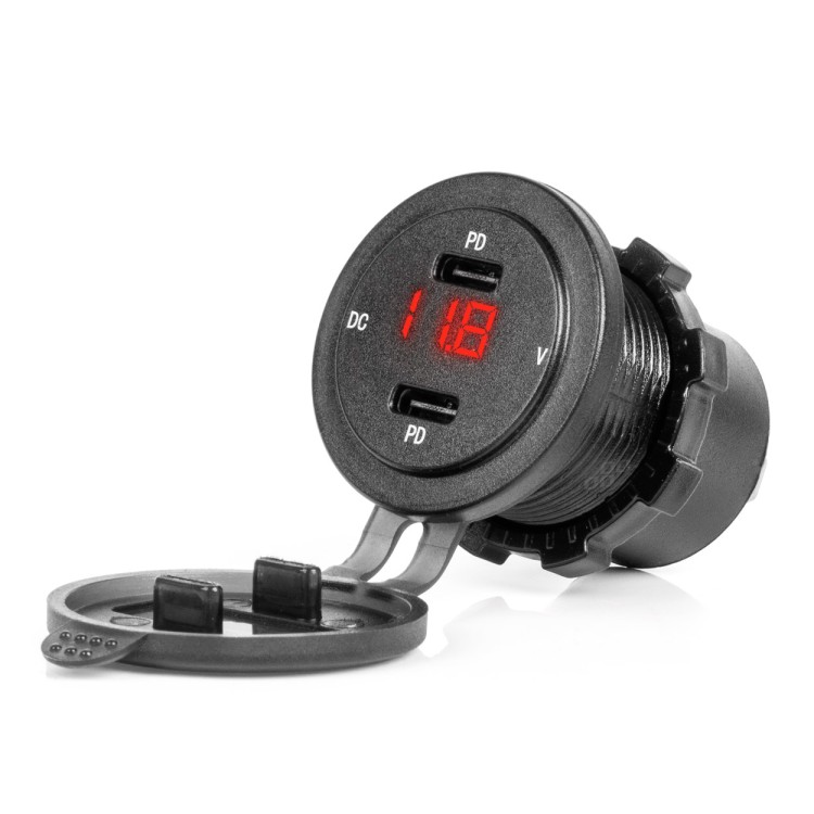 Amio - ΠΡΙΖΑ ΜΕ 2 ΘΥΡΕΣ USB-C ΚΑΙ ΨΗΦΙΑΚΟ ΒΟΛΤΟΜΕΤΡΟ ΜΕ ΚΑΠΑΚΙ 12/24V ΑΔΙΑΒΡΟΧΗ ΜΕ ΚΟΚΚΙΝΗ LED ΕΝΔΕΙΞΗ ΜΑΥΡΗ - 1 Τεμ. (04225/AM) Amio - ΠΡΙΖΑ ΜΕ 2 ΘΥΡΕΣ USB-C ΚΑΙ ΨΗΦΙΑΚΟ ΒΟΛΤΟΜΕΤΡΟ ΜΕ ΚΑΠΑΚΙ 12/24V ΑΔΙΑΒΡΟΧΗ ΜΕ ΚΟΚΚΙΝΗ LED ΕΝΔΕΙΞΗ ΜΑΥΡΗ - 1 Τεμ. (04225/AM)