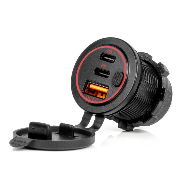 Amio - ΠΡΙΖΑ ΜΕ 3 ΘΥΡΕΣ(USB+2xUSB-C) ΜΕ ΔΙΑΚΟΠΤΗ ΚΑΙ ΚΑΠΑΚΙ 12/24V QUICK CHARGE 3.0 ΑΔΙΑΒΡΟΧΗ ΜΑΥΡΗ - 1 Τεμ. (04227/AM) Amio - ΠΡΙΖΑ ΜΕ 3 ΘΥΡΕΣ(USB+2xUSB-C) ΜΕ ΔΙΑΚΟΠΤΗ ΚΑΙ ΚΑΠΑΚΙ 12/24V QUICK CHARGE 3.0 ΑΔΙΑΒΡΟΧΗ ΜΑΥΡΗ - 1 Τεμ. (04227/AM)