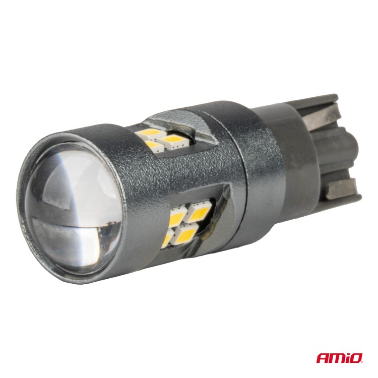 Amio - ΛΑΜΠΑΚΙΑ T10 W5W 12V/24V LED CAN-BUS 16xSMD 2016 ΛΕΥΚΟ ΦΩΣ 5.500K (ΣΕ ΧΡΩΜΑ ΧΡΩΜΙΟΥ) - 2 ΤΕΜ. (04234/AM)