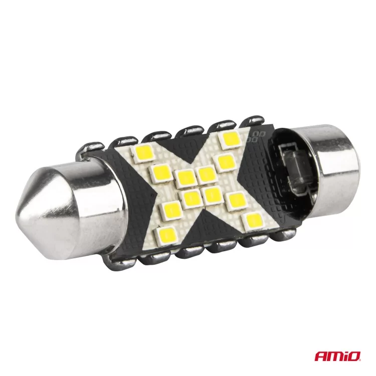 ΛΑΜΠΑΚΙΑ ΠΛΑΦΟΝΙΕΡΑΣ 41mm 12/24V C5W 5500K 12xSMD 2016 CAN-BUS FESTOON (ΛΕΥΚΟ) ΑΜΙΟ - 2 ΤΕΜ.