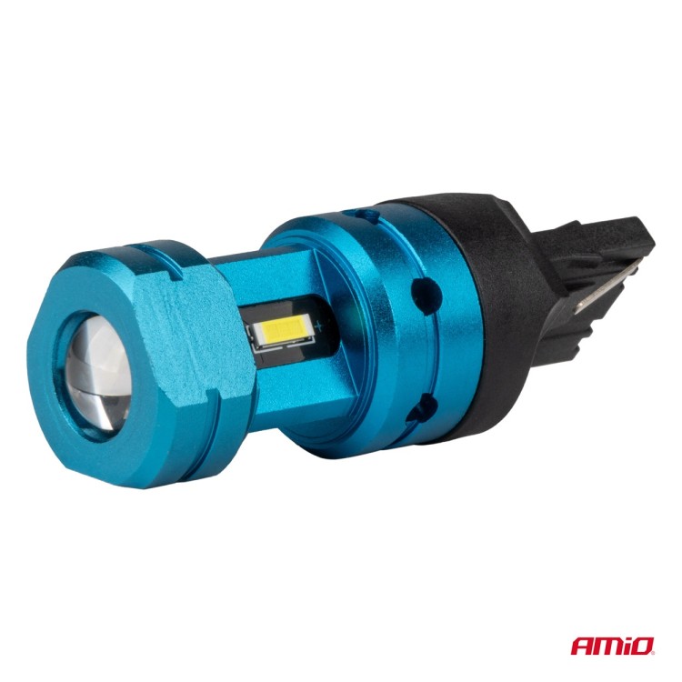 Amio - Λάμπες LED CANBUS T20 7440 W21W 4SMD 1860 Λευκή 6000K – 12/24V - 2 Τεμ. (04254/AM)