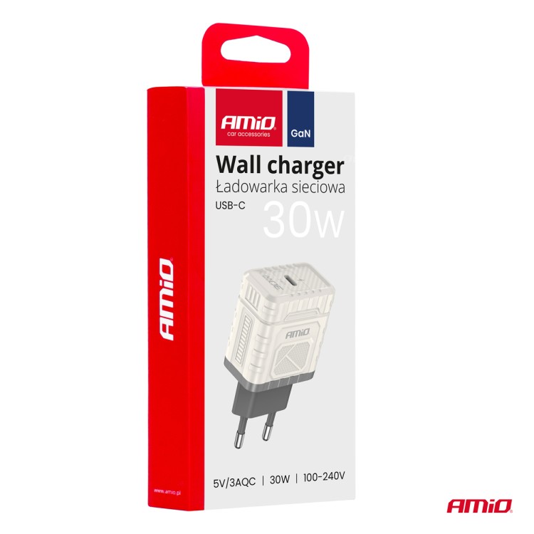 Amio - ΦΟΡΤΙΣΤΗΣ ΜΕ ΟΙΚΙΑΚΗ ΠΡΙΖΑ ΜΕ 1 ΘΥΡΑ USB-C 30W 100-240V ΛΕΥΚΟ - 1 Τεμ. (04285/AM) Amio - ΦΟΡΤΙΣΤΗΣ ΜΕ ΟΙΚΙΑΚΗ ΠΡΙΖΑ ΜΕ 1 ΘΥΡΑ USB-C 30W 100-240V ΛΕΥΚΟ - 1 Τεμ. (04285/AM)