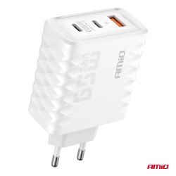 Amio - ΦΟΡΤΙΣΤΗΣ ΜΕ ΟΙΚΙΑΚΗ ΠΡΙΖΑ ΜΕ 3 ΘΥΡΕΣ 2xUSB-C+USB-A 65W 100-240V ΛΕΥΚΟ - 1 Τεμ. (04289/AM) Amio - ΦΟΡΤΙΣΤΗΣ ΜΕ ΟΙΚΙΑΚΗ ΠΡΙΖΑ ΜΕ 3 ΘΥΡΕΣ 2xUSB-C+USB-A 65W 100-240V ΛΕΥΚΟ - 1 Τεμ. (04289/AM)