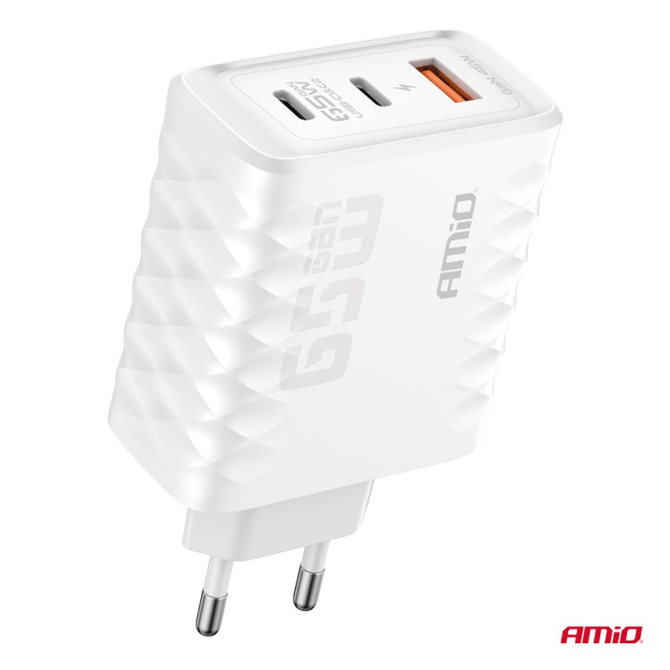 Amio - ΦΟΡΤΙΣΤΗΣ ΜΕ ΟΙΚΙΑΚΗ ΠΡΙΖΑ ΜΕ 3 ΘΥΡΕΣ 2xUSB-C+USB-A 65W 100-240V ΛΕΥΚΟ - 1 Τεμ. (04289/AM) Amio - ΦΟΡΤΙΣΤΗΣ ΜΕ ΟΙΚΙΑΚΗ ΠΡΙΖΑ ΜΕ 3 ΘΥΡΕΣ 2xUSB-C+USB-A 65W 100-240V ΛΕΥΚΟ - 1 Τεμ. (04289/AM)