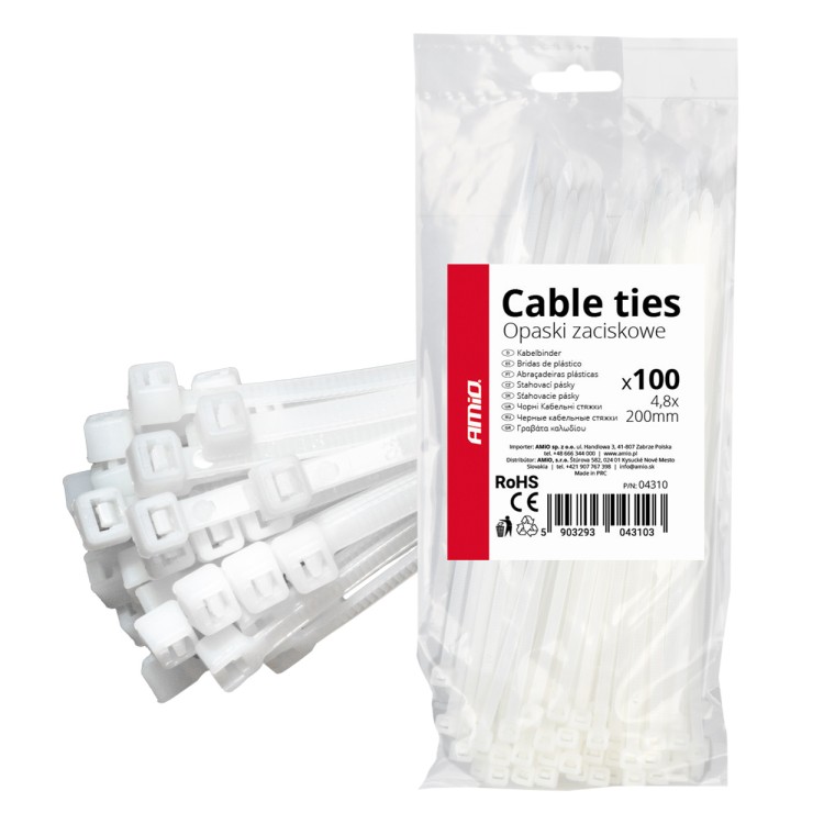 ΔΕΜΑΤΙΚΑ/ΔΕΤΙΚΑ ΚΑΛΩΔΙΩΝ TIE WRAP (ΤΑΙΡΑΠ) 4.8 x 200mm (ΛΕΥΚΟ) ΑΜΙΟ - 100 ΤΕΜ. ΔΕΜΑΤΙΚΑ/ΔΕΤΙΚΑ ΚΑΛΩΔΙΩΝ TIE WRAP (ΤΑΙΡΑΠ) 4.8 x 200mm (ΛΕΥΚΟ) ΑΜΙΟ - 100 ΤΕΜ.