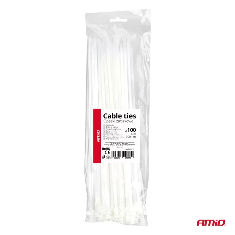 ΔΕΜΑΤΙΚΑ/ΔΕΤΙΚΑ ΚΑΛΩΔΙΩΝ TIE WRAP (ΤΑΙΡΑΠ) 4.8 x 300mm (ΛΕΥΚΟ) - 100 ΤΕΜ. ΔΕΜΑΤΙΚΑ/ΔΕΤΙΚΑ ΚΑΛΩΔΙΩΝ TIE WRAP (ΤΑΙΡΑΠ) 4.8 x 300mm (ΛΕΥΚΟ) - 100 ΤΕΜ.