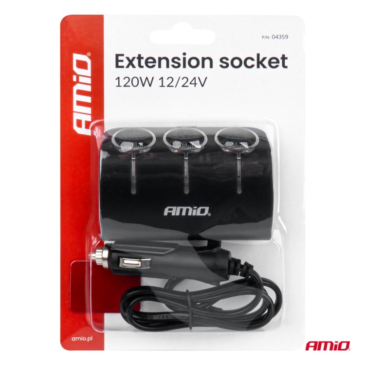 Amio - ΑΝΤΑΠΤΟΡΑΣ ΑΝΑΠΤΗΡΑ 12/24V 120W ΜΑΥΡΟΣ/3 ΘΕΣΕΙΣ/ΚΑΛΩΔΙΟ 80cm - 1 Τεμ. (04359/AM) Amio - ΑΝΤΑΠΤΟΡΑΣ ΑΝΑΠΤΗΡΑ 12/24V 120W ΜΑΥΡΟΣ/3 ΘΕΣΕΙΣ/ΚΑΛΩΔΙΟ 80cm - 1 Τεμ. (04359/AM)