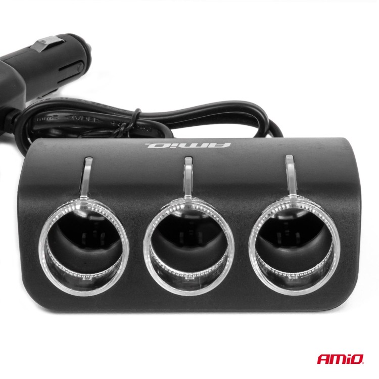 Amio - ΑΝΤΑΠΤΟΡΑΣ ΑΝΑΠΤΗΡΑ 12/24V 120W ΜΑΥΡΟΣ/3 ΘΕΣΕΙΣ/1xUSB-A/ΜΕ ΥΠΟΔΟΧΗ ΑΝΑΠΤΗΡΑ ΑΥΤΟΚΙΝΗΤΟΥ/ΚΑΛΩΔΙΟ 80cm - 1 Τεμ. (04360/AM) Amio - ΑΝΤΑΠΤΟΡΑΣ ΑΝΑΠΤΗΡΑ 12/24V 120W ΜΑΥΡΟΣ/3 ΘΕΣΕΙΣ/1xUSB-A/ΜΕ ΥΠΟΔΟΧΗ ΑΝΑΠΤΗΡΑ ΑΥΤΟΚΙΝΗΤΟΥ/ΚΑΛΩΔΙΟ 80cm - 1 Τεμ. (04360/AM)