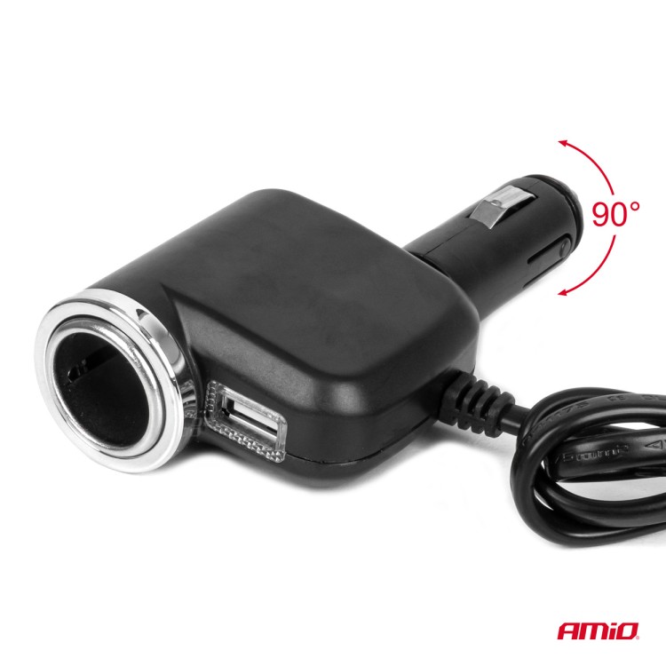 Amio - ΑΝΤΑΠΤΟΡΑΣ ΑΝΑΠΤΗΡΑ 12/24V 120W ΜΑΥΡΟΣ/3 ΘΕΣΕΙΣ/1xUSB-A/ΜΕ ΥΠΟΔΟΧΗ ΑΝΑΠΤΗΡΑ ΑΥΤΟΚΙΝΗΤΟΥ/ΚΑΛΩΔΙΟ 80cm - 1 Τεμ. (04360/AM) Amio - ΑΝΤΑΠΤΟΡΑΣ ΑΝΑΠΤΗΡΑ 12/24V 120W ΜΑΥΡΟΣ/3 ΘΕΣΕΙΣ/1xUSB-A/ΜΕ ΥΠΟΔΟΧΗ ΑΝΑΠΤΗΡΑ ΑΥΤΟΚΙΝΗΤΟΥ/ΚΑΛΩΔΙΟ 80cm - 1 Τεμ. (04360/AM)