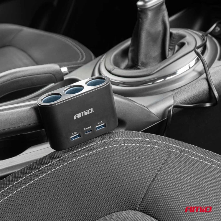 Amio - ΑΝΤΑΠΤΟΡΑΣ ΑΝΑΠΤΗΡΑ 12/24V 120W ΜΑΥΡΟΣ/3 ΘΕΣΕΙΣ/2xUSB-A+1xUSB-C ΤΑΧΕΙΑΣ ΦΟΡΤΙΣΗΣ/ΚΑΛΩΔΙΟ 70cm - 1 Τεμ. (04361/AM) Amio - ΑΝΤΑΠΤΟΡΑΣ ΑΝΑΠΤΗΡΑ 12/24V 120W ΜΑΥΡΟΣ/3 ΘΕΣΕΙΣ/2xUSB-A+1xUSB-C ΤΑΧΕΙΑΣ ΦΟΡΤΙΣΗΣ/ΚΑΛΩΔΙΟ 70cm - 1 Τεμ. (04361/AM)