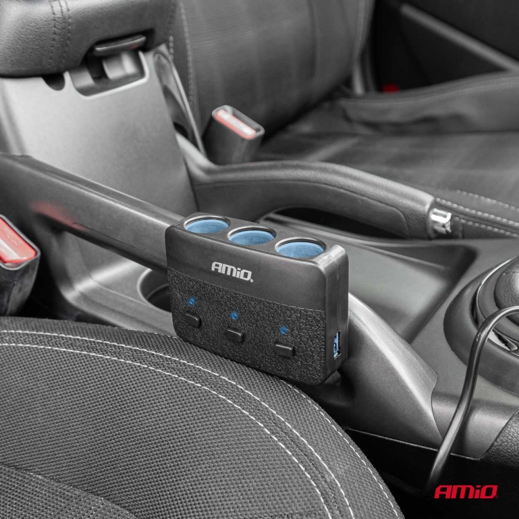 Amio - ΑΝΤΑΠΤΟΡΑΣ ΑΝΑΠΤΗΡΑ 12/24V 100W ΜΑΥΡΟΣ/3 ΘΕΣΕΙΣ/2xUSB-A /ΚΟΥΜΠΙ ON-OFF/ΕΝΔΕΙΞΗ LED/ΚΑΛΩΔΙΟ 70cm - 1 Τεμ. (04363/AM) Amio - ΑΝΤΑΠΤΟΡΑΣ ΑΝΑΠΤΗΡΑ 12/24V 100W ΜΑΥΡΟΣ/3 ΘΕΣΕΙΣ/2xUSB-A /ΚΟΥΜΠΙ ON-OFF/ΕΝΔΕΙΞΗ LED/ΚΑΛΩΔΙΟ 70cm - 1 Τεμ. (04363/AM)