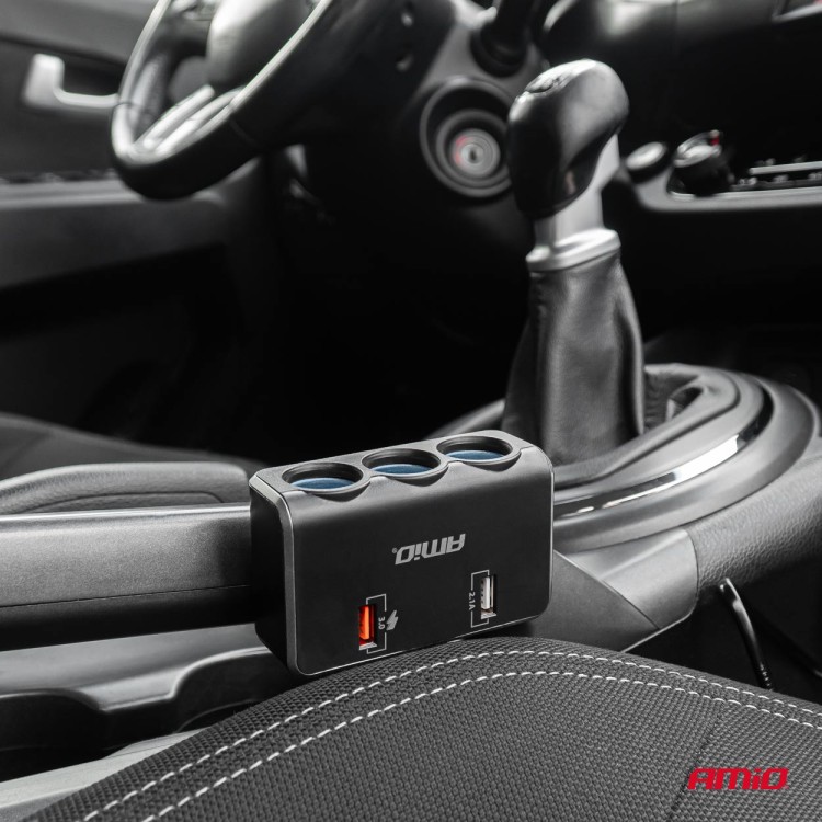 Amio - ΑΝΤΑΠΤΟΡΑΣ ΑΝΑΠΤΗΡΑ 12/24V 120W ΨΗΦΙΑΚΟΣ ΜΑΥΡΟΣ/3 ΘΕΣΕΙΣ/2xUSB-A QC 3.0 ΜΕ ΚΑΛΩΔΙΟ 80cm - 1 Τεμ. (04364/AM) Amio - ΑΝΤΑΠΤΟΡΑΣ ΑΝΑΠΤΗΡΑ 12/24V 120W ΨΗΦΙΑΚΟΣ ΜΑΥΡΟΣ/3 ΘΕΣΕΙΣ/2xUSB-A QC 3.0 ΜΕ ΚΑΛΩΔΙΟ 80cm - 1 Τεμ. (04364/AM)