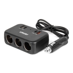Amio - ΑΝΤΑΠΤΟΡΑΣ ΑΝΑΠΤΗΡΑ 12/24V 120W ΜΑΥΡΟΣ/3 ΘΕΣΕΙΣ/1xUSB-A+1xUSB-C QC 4.0 ΤΑΧΕΙΑΣ ΦΟΡΤΙΣΗΣ/ΚΑΛΩΔΙΟ 80cm - 1 Τεμ. (04365/AM) Amio - ΑΝΤΑΠΤΟΡΑΣ ΑΝΑΠΤΗΡΑ 12/24V 120W ΜΑΥΡΟΣ/3 ΘΕΣΕΙΣ/1xUSB-A+1xUSB-C QC 4.0 ΤΑΧΕΙΑΣ ΦΟΡΤΙΣΗΣ/ΚΑΛΩΔΙΟ 80cm - 1 Τεμ. (04365/AM)