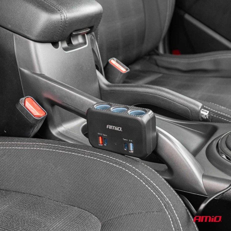Amio - ΑΝΤΑΠΤΟΡΑΣ ΑΝΑΠΤΗΡΑ 12/24V 120W ΜΑΥΡΟΣ/3 ΘΕΣΕΙΣ/1xUSB-A+1xUSB-C QC 4.0 ΤΑΧΕΙΑΣ ΦΟΡΤΙΣΗΣ/ΚΑΛΩΔΙΟ 80cm - 1 Τεμ. (04365/AM) Amio - ΑΝΤΑΠΤΟΡΑΣ ΑΝΑΠΤΗΡΑ 12/24V 120W ΜΑΥΡΟΣ/3 ΘΕΣΕΙΣ/1xUSB-A+1xUSB-C QC 4.0 ΤΑΧΕΙΑΣ ΦΟΡΤΙΣΗΣ/ΚΑΛΩΔΙΟ 80cm - 1 Τεμ. (04365/AM)