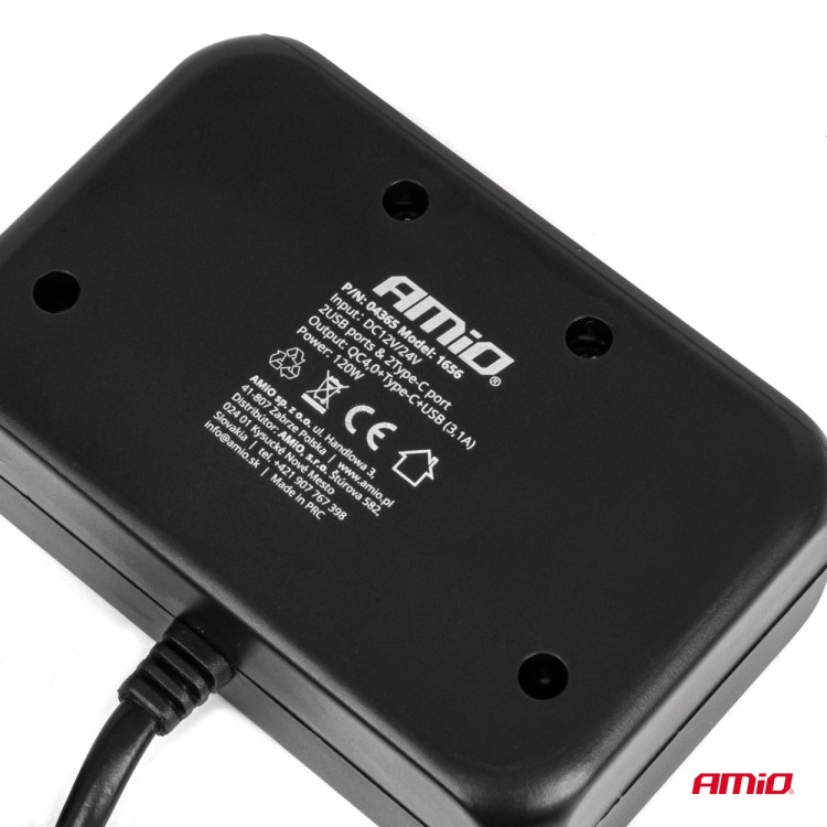 Amio - ΑΝΤΑΠΤΟΡΑΣ ΑΝΑΠΤΗΡΑ 12/24V 120W ΜΑΥΡΟΣ/3 ΘΕΣΕΙΣ/1xUSB-A+1xUSB-C QC 4.0 ΤΑΧΕΙΑΣ ΦΟΡΤΙΣΗΣ/ΚΑΛΩΔΙΟ 80cm - 1 Τεμ. (04365/AM) Amio - ΑΝΤΑΠΤΟΡΑΣ ΑΝΑΠΤΗΡΑ 12/24V 120W ΜΑΥΡΟΣ/3 ΘΕΣΕΙΣ/1xUSB-A+1xUSB-C QC 4.0 ΤΑΧΕΙΑΣ ΦΟΡΤΙΣΗΣ/ΚΑΛΩΔΙΟ 80cm - 1 Τεμ. (04365/AM)