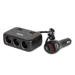 Amio - ΑΝΤΑΠΤΟΡΑΣ ΑΝΑΠΤΗΡΑ 12/24V 120W ΨΗΦΙΑΚΟΣ ΜΑΥΡΟΣ/3 ΘΕΣΕΙΣ/2xUSB-A + 1xUSB-C QC 4.0 ΜΕ ΚΑΛΩΔΙΟ 80cm - 1 Τεμ. (04366/AM) Amio - ΑΝΤΑΠΤΟΡΑΣ ΑΝΑΠΤΗΡΑ 12/24V 120W ΨΗΦΙΑΚΟΣ ΜΑΥΡΟΣ/3 ΘΕΣΕΙΣ/2xUSB-A + 1xUSB-C QC 4.0 ΜΕ ΚΑΛΩΔΙΟ 80cm - 1 Τεμ. (04366/AM)