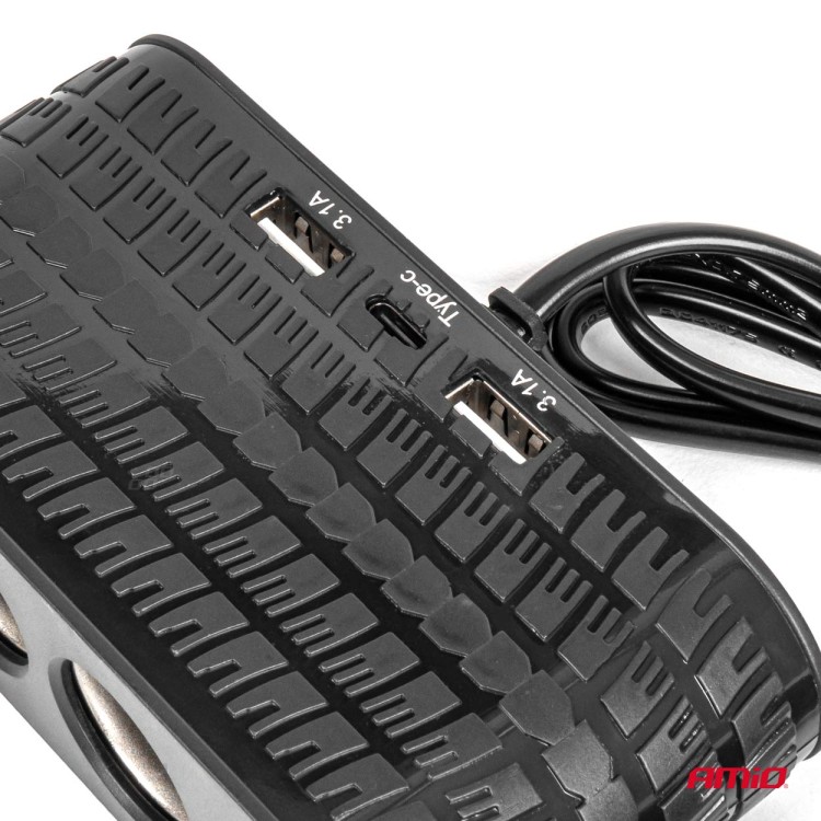 Amio - ΑΝΤΑΠΤΟΡΑΣ ΑΝΑΠΤΗΡΑ 12/24V 120W ΜΑΥΡΟΣ - 4 ΘΕΣΕΙΣ - 2xUSB-A + 1xUSB-C - ΚΑΛΩΔΙΟ 80cm - 1 Τεμ. (04367/AM) Amio - ΑΝΤΑΠΤΟΡΑΣ ΑΝΑΠΤΗΡΑ 12/24V 120W ΜΑΥΡΟΣ - 4 ΘΕΣΕΙΣ - 2xUSB-A + 1xUSB-C - ΚΑΛΩΔΙΟ 80cm - 1 Τεμ. (04367/AM)