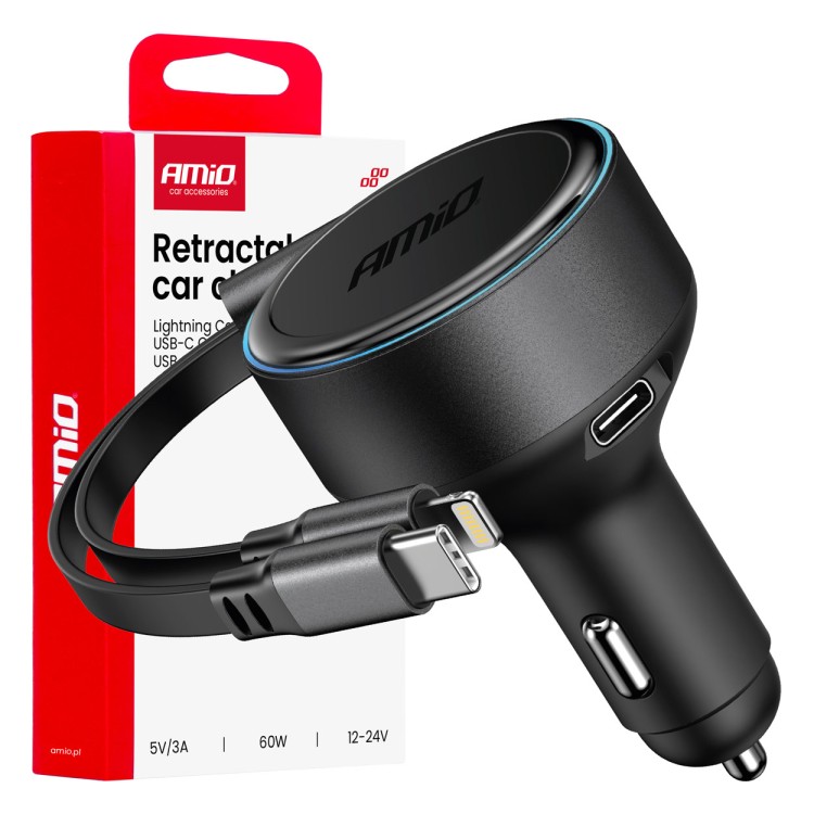 Amio - ΦΟΡΤΙΣΤΗΣ ΑΝΑΠΤΗΡΑ 12/24V ΜΕ 1ΘΥΡΑ USB-C 60W ΤΑΧΕΙΑΣ ΦΟΡΤΙΣΗΣ ΜΕ ΕΝΣΩΜΑΤΩΜΕΝΟ ΚΑΛΩΔΙΟ USB C+APPLE LIGHTING - 1 Τεμ. (04370/AM) Amio - ΦΟΡΤΙΣΤΗΣ ΑΝΑΠΤΗΡΑ 12/24V ΜΕ 1ΘΥΡΑ USB-C 60W ΤΑΧΕΙΑΣ ΦΟΡΤΙΣΗΣ ΜΕ ΕΝΣΩΜΑΤΩΜΕΝΟ ΚΑΛΩΔΙΟ USB C+APPLE LIGHTING - 1 Τεμ. (04370/AM)