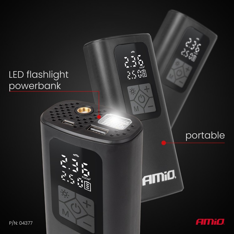 Amio - ΚΟΜΠΡΕΣΕΡ ΑΕΡΑ ΜΕ USB-C 10BAR 150PSI 20L/MIN 40W ΜΕ ΨΗΦΙΑΚΗ ΟΘΟΝΗ & ΦΑΚΟ LED 1ΤΕΜ. (04377/AM) Amio - ΚΟΜΠΡΕΣΕΡ ΑΕΡΑ ΜΕ USB-C 10BAR 150PSI 20L/MIN 40W ΜΕ ΨΗΦΙΑΚΗ ΟΘΟΝΗ & ΦΑΚΟ LED 1ΤΕΜ. (04377/AM)