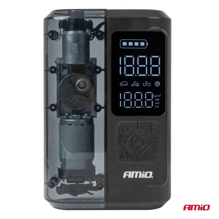 Amio - ΚΟΜΠΡΕΣΕΡ ΑΕΡΑ ΕΠΑΝΑΦΟΡΤΙΖΟΜΕΝΟ 12V & USB-C 10BAR 150PSI 20L/MIN 40W 1ΤΕΜ. (04378/AM)