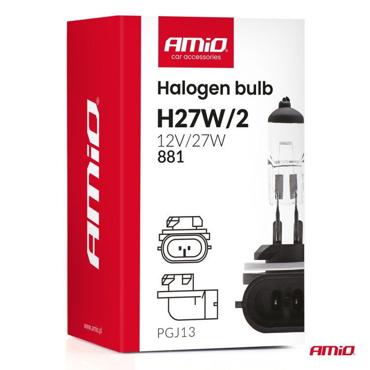 Amio - Λάμπα Αλογόνου H27W/2 (881) 12V 27W PGJ13 – Για Προβολείς Ομίχλης & DRL - 1 τεμ. (04413/AM) Amio - Λάμπα Αλογόνου H27W/2 (881) 12V 27W PGJ13 – Για Προβολείς Ομίχλης & DRL - 1 τεμ. (04413/AM)