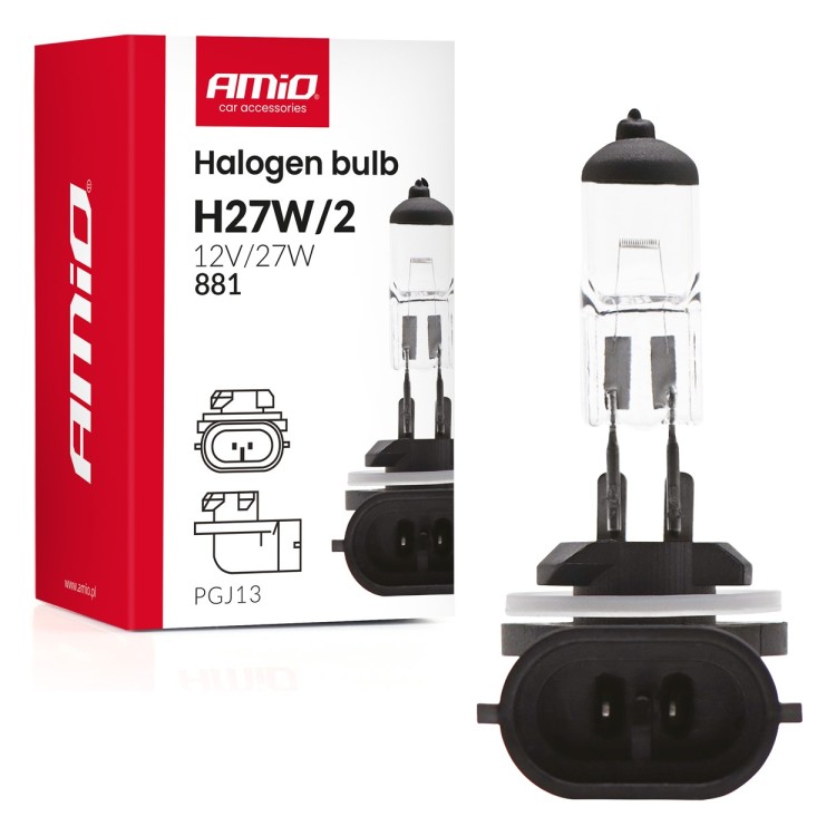 Amio - Λάμπα Αλογόνου H27W/2 (881) 12V 27W PGJ13 – Για Προβολείς Ομίχλης & DRL - 1 τεμ. (04413/AM) Amio - Λάμπα Αλογόνου H27W/2 (881) 12V 27W PGJ13 – Για Προβολείς Ομίχλης & DRL - 1 τεμ. (04413/AM)
