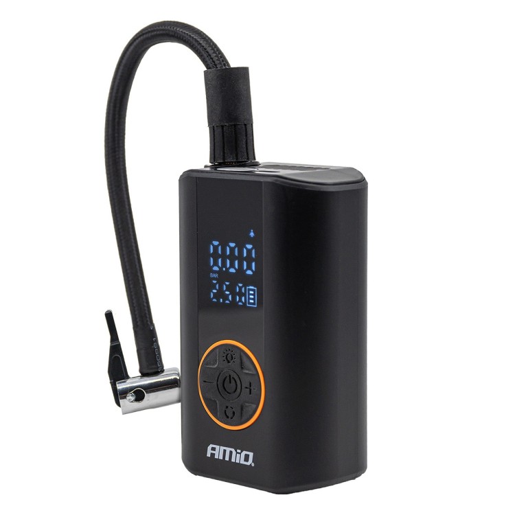 Amio - Φορητός Αεροσυμπιεστής Μπαταρίας ACOMP-25 40W έως 10 bar με Οθόνη LED & Φακό – USB-C - 1 Τεμ. (04414/AM)