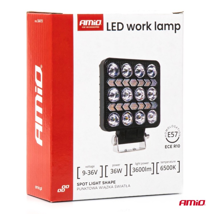 Amio - LED Λάμπα Εργασίας 36W 3600lm 6500K με Προειδοποιητικό Φως – 9–36V (Λευκό + Κίτρινο) Spot Αλουμινένια - 1 τεμ. - (04419/AM) Amio - LED Λάμπα Εργασίας 36W 3600lm 6500K με Προειδοποιητικό Φως – 9–36V (Λευκό + Κίτρινο) Spot Αλουμινένια - 1 τεμ. - (04419/AM)