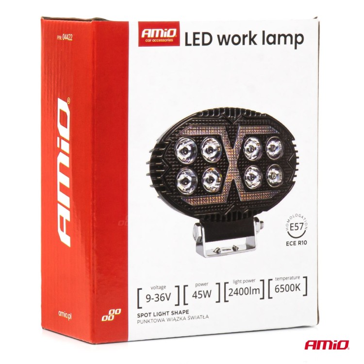 Amio - Προβολέας Εργασίας LED AWL78 SPOT 45W 2400lm 6500K με Λευκό + Κίτρινο φώς προειδοποίησης 9/36V - 1 τεμ. (04422/AM) Amio - Προβολέας Εργασίας LED AWL78 SPOT 45W 2400lm 6500K με Λευκό + Κίτρινο φώς προειδοποίησης 9/36V - 1 τεμ. (04422/AM)