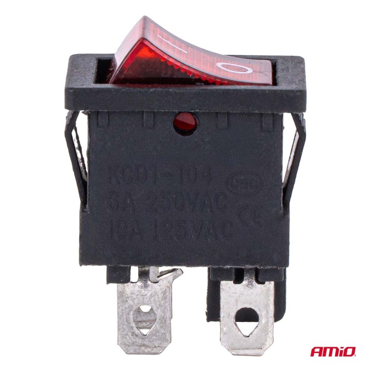 Amio - Διακόπτης ON/OFF τάση λειτουργίας 250V ένταση 6A με κόκκινο φωτισμό για Επιβατικά Αυτοκίνητα και Ηλεκτρολογικές Εφαρμογές - 1 τεμ. (04439/AM) Amio - Διακόπτης ON/OFF τάση λειτουργίας 250V ένταση 6A με κόκκινο φωτισμό για Επιβατικά Αυτοκίνητα και Ηλεκτρολογικές Εφαρμογές - 1 τεμ. (04439/AM)