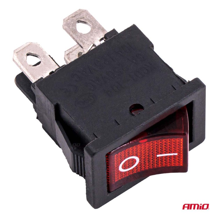 Amio - Διακόπτης ON/OFF τάση λειτουργίας 250V ένταση 6A με κόκκινο φωτισμό για Επιβατικά Αυτοκίνητα και Ηλεκτρολογικές Εφαρμογές - 1 τεμ. (04439/AM) Amio - Διακόπτης ON/OFF τάση λειτουργίας 250V ένταση 6A με κόκκινο φωτισμό για Επιβατικά Αυτοκίνητα και Ηλεκτρολογικές Εφαρμογές - 1 τεμ. (04439/AM)
