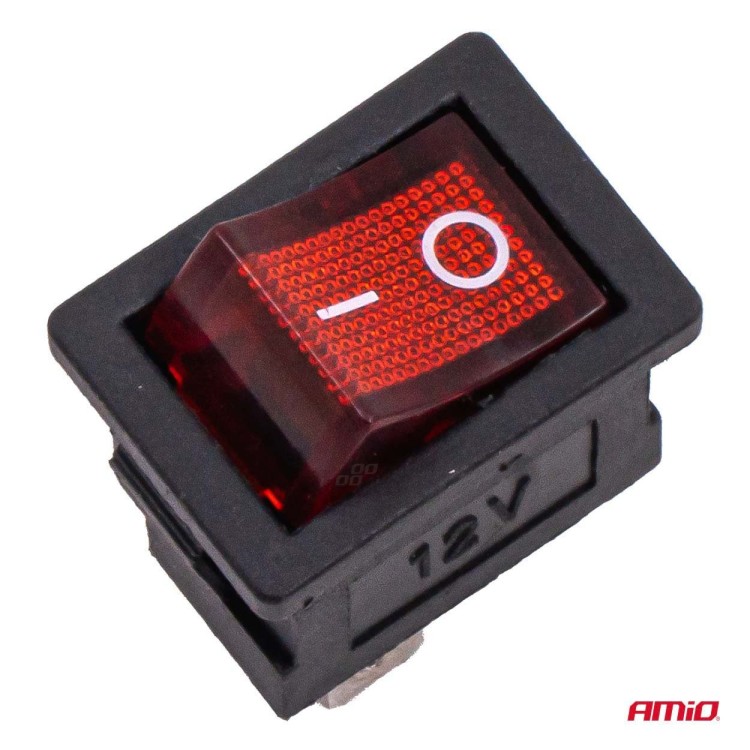 Amio - Διακόπτης Rocker 12/24V 20A με Κόκκινο Φωτισμό – Για Οχήματα & Βιομηχανικές Εφαρμογές - 1 τεμ. (04440/AM) Amio - Διακόπτης Rocker 12/24V 20A με Κόκκινο Φωτισμό – Για Οχήματα & Βιομηχανικές Εφαρμογές - 1 τεμ. (04440/AM)