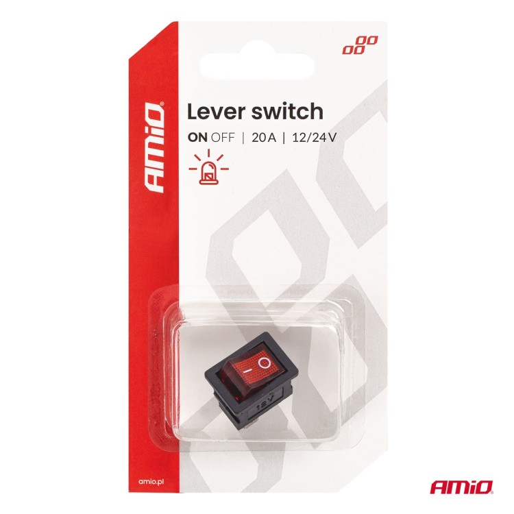 Amio - Διακόπτης Rocker 12/24V 20A με Κόκκινο Φωτισμό – Για Οχήματα & Βιομηχανικές Εφαρμογές - 1 τεμ. (04440/AM) Amio - Διακόπτης Rocker 12/24V 20A με Κόκκινο Φωτισμό – Για Οχήματα & Βιομηχανικές Εφαρμογές - 1 τεμ. (04440/AM)