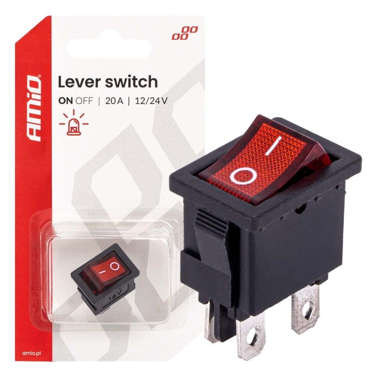 Amio - Διακόπτης Rocker 12/24V 20A με Κόκκινο Φωτισμό – Για Οχήματα & Βιομηχανικές Εφαρμογές - 1 τεμ. (04440/AM) Amio - Διακόπτης Rocker 12/24V 20A με Κόκκινο Φωτισμό – Για Οχήματα & Βιομηχανικές Εφαρμογές - 1 τεμ. (04440/AM)