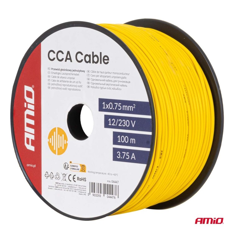 Amio - Καλώδιο Ηχείων CCA 1×0,75mm² 100m – 3,75A / 12-230V - 1 τεμ. (04447/AM) Amio - Καλώδιο Ηχείων CCA 1×0,75mm² 100m – 3,75A / 12-230V - 1 τεμ. (04447/AM)