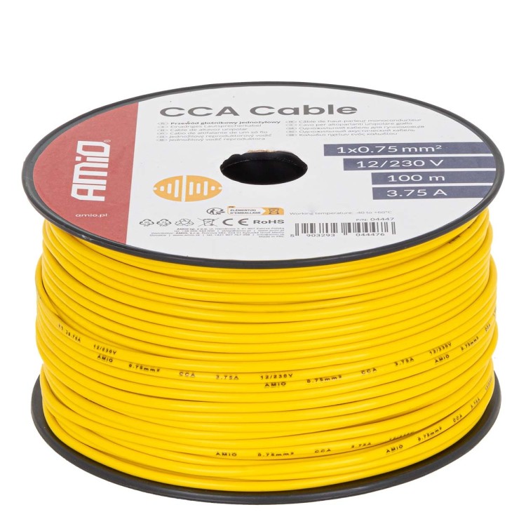 Amio - Καλώδιο Ηχείων CCA 1×0,75mm² 100m – 3,75A / 12-230V - 1 τεμ. (04447/AM) Amio - Καλώδιο Ηχείων CCA 1×0,75mm² 100m – 3,75A / 12-230V - 1 τεμ. (04447/AM)