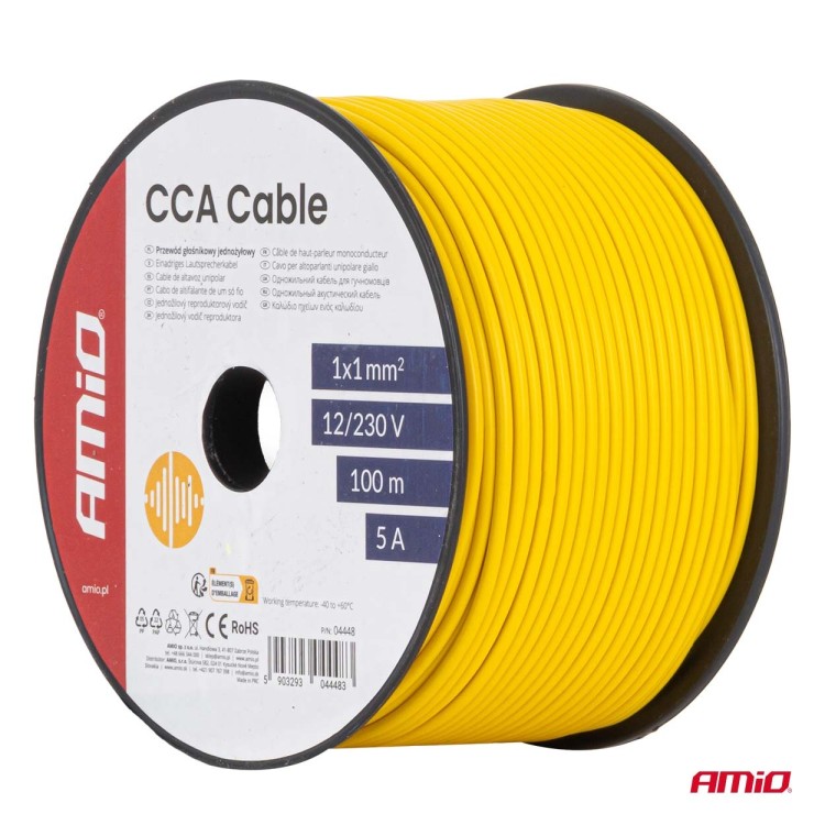 Amio - Μονόκλωνο Καλώδιο Εγκατάστασης CCA 1×1mm² 100m – 5A / 12-230V - 1 τεμ. (04448/AM) Amio - Μονόκλωνο Καλώδιο Εγκατάστασης CCA 1×1mm² 100m – 5A / 12-230V - 1 τεμ. (04448/AM)