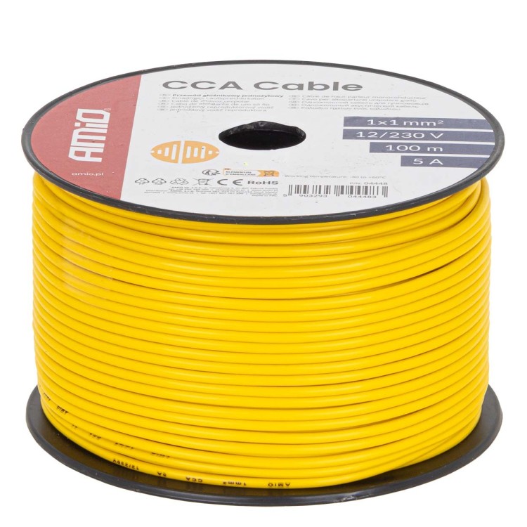 Amio - Μονόκλωνο Καλώδιο Εγκατάστασης CCA 1×1mm² 100m – 5A / 12-230V - 1 τεμ. (04448/AM) Amio - Μονόκλωνο Καλώδιο Εγκατάστασης CCA 1×1mm² 100m – 5A / 12-230V - 1 τεμ. (04448/AM)