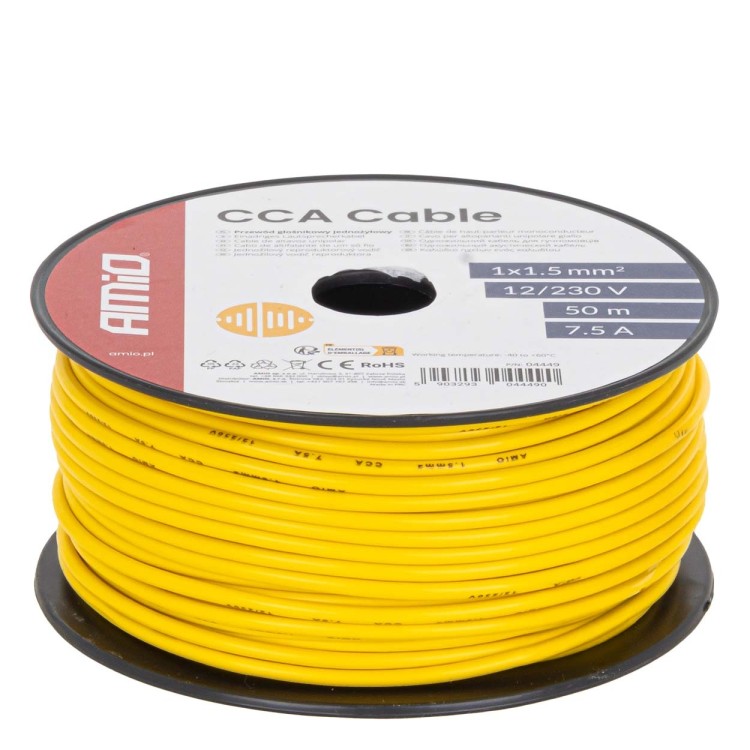 Amio - Μονόκλωνο Καλώδιο Εγκατάστασης CCA 1×1,5mm² 50m – 7,5A / 12-230V - 1 τεμ. (04449/AM) Amio - Μονόκλωνο Καλώδιο Εγκατάστασης CCA 1×1,5mm² 50m – 7,5A / 12-230V - 1 τεμ. (04449/AM)