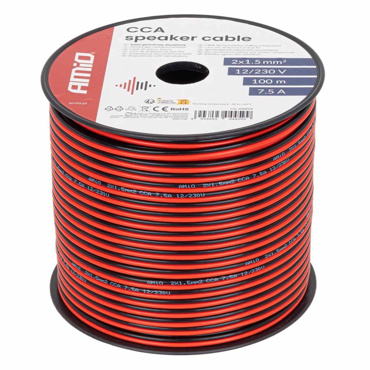 Amio - Δίδυμο Καλώδιο Ηχείων CCA 2×1,5mm² 100m - 1 τεμ. (04459/AM) Amio - Δίδυμο Καλώδιο Ηχείων CCA 2×1,5mm² 100m - 1 τεμ. (04459/AM)