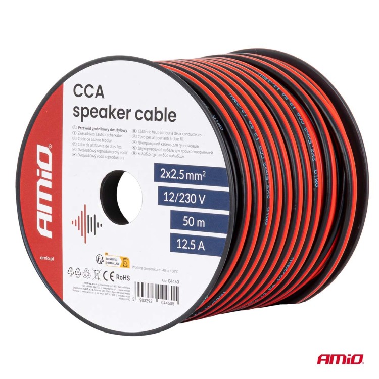 Amio - Δίδυμο Καλώδιο CCA 2×2,5mm² 50m - 1 τεμ. (04460/AM) Amio - Δίδυμο Καλώδιο CCA 2×2,5mm² 50m - 1 τεμ. (04460/AM)