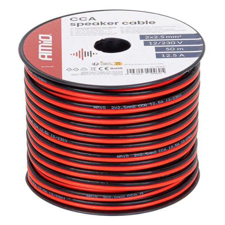 Amio - Δίδυμο Καλώδιο CCA 2×2,5mm² 50m - 1 τεμ. (04460/AM) Amio - Δίδυμο Καλώδιο CCA 2×2,5mm² 50m - 1 τεμ. (04460/AM)