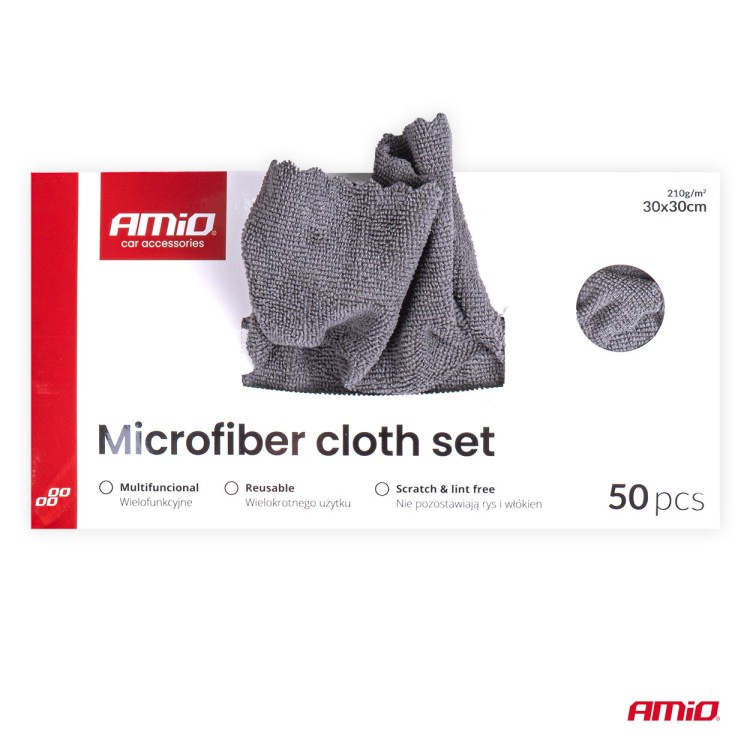 Amio - Σετ Πανιά Μικροϊνών (Microfiber) διαστάσεων 30x30cm με πυκνότητα 210g/m² σε συσκευασία 50 τεμαχίων για Επιβατικά Αυτοκίνητα και Οικιακή Χρήση - 50 τεμ. (04492/AM) Amio - Σετ Πανιά Μικροϊνών (Microfiber) διαστάσεων 30x30cm με πυκνότητα 210g/m² σε συσκευασία 50 τεμαχίων για Επιβατικά Αυτοκίνητα και Οικιακή Χρήση - 50 τεμ. (04492/AM)