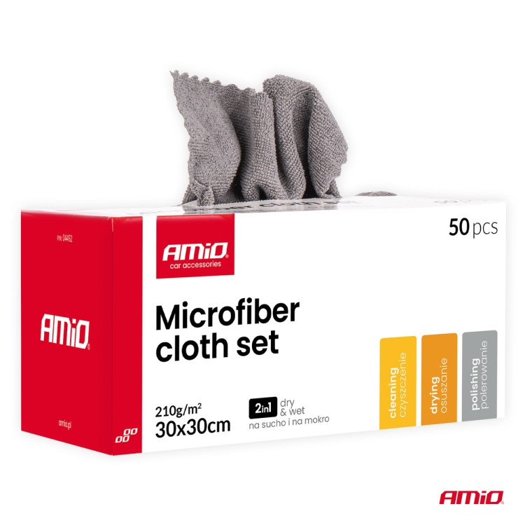 Amio - Σετ Πανιά Μικροϊνών (Microfiber) διαστάσεων 30x30cm με πυκνότητα 210g/m² σε συσκευασία 50 τεμαχίων για Επιβατικά Αυτοκίνητα και Οικιακή Χρήση - 50 τεμ. (04492/AM) Amio - Σετ Πανιά Μικροϊνών (Microfiber) διαστάσεων 30x30cm με πυκνότητα 210g/m² σε συσκευασία 50 τεμαχίων για Επιβατικά Αυτοκίνητα και Οικιακή Χρήση - 50 τεμ. (04492/AM)